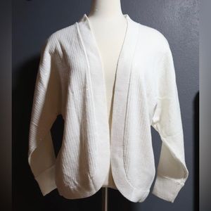 JM Collection, off-white sparkle open front cardigan, petite large size